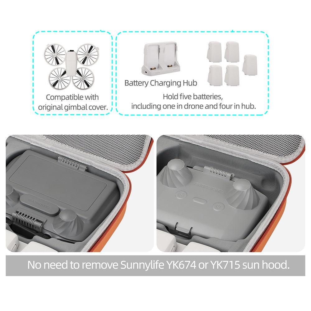SUNNYLIFE FP-B958 For DJI Flip Drone Carrying Case 5 Batteries Leather Storage Bag