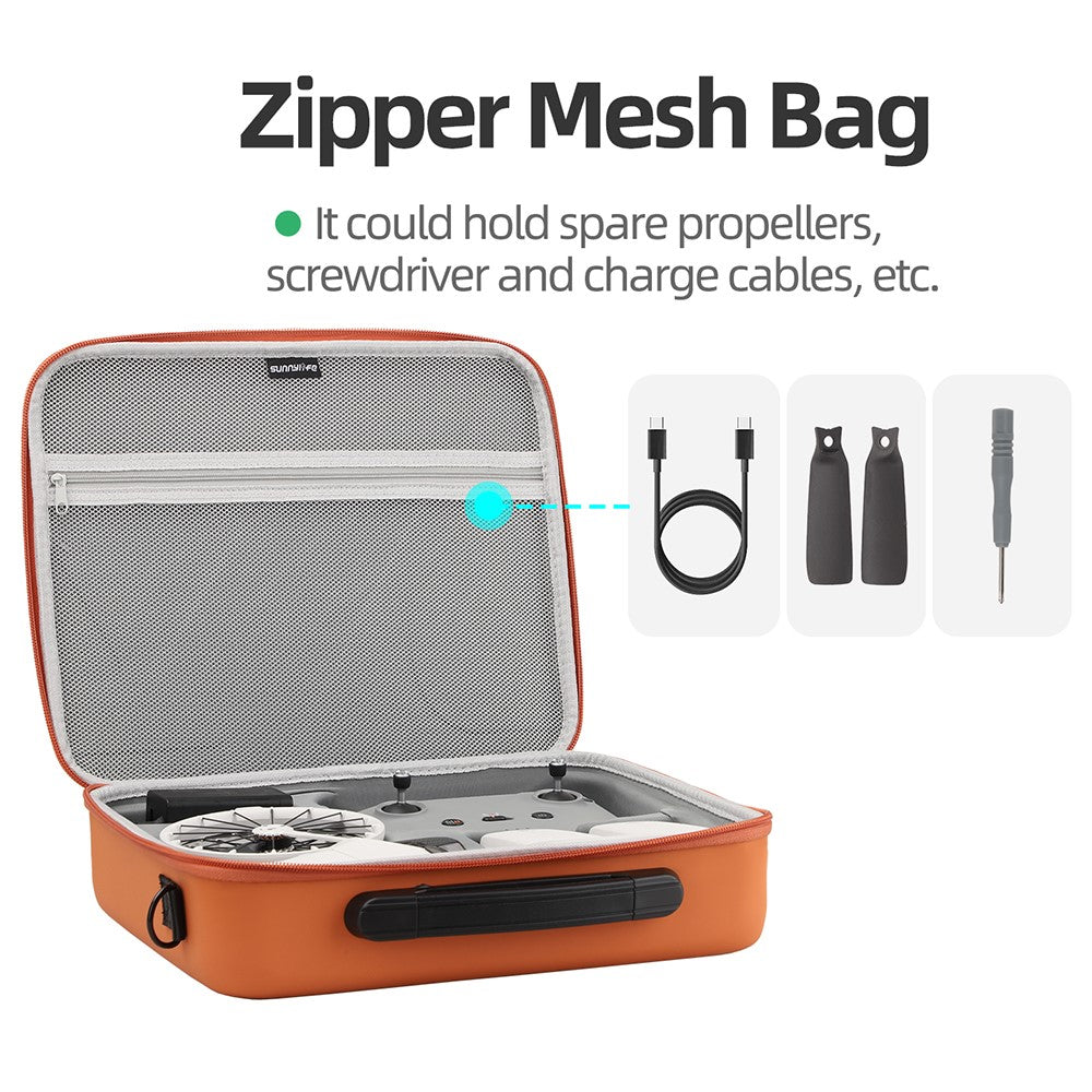 SUNNYLIFE FP-B958 For DJI Flip Drone Carrying Case 5 Batteries Leather Storage Bag