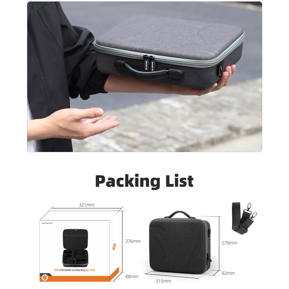 SUNNYLIFE FP-B959 For DJI Flip Drone Carrying Case 5 Batteries Storage Bag with Shoulder Strap