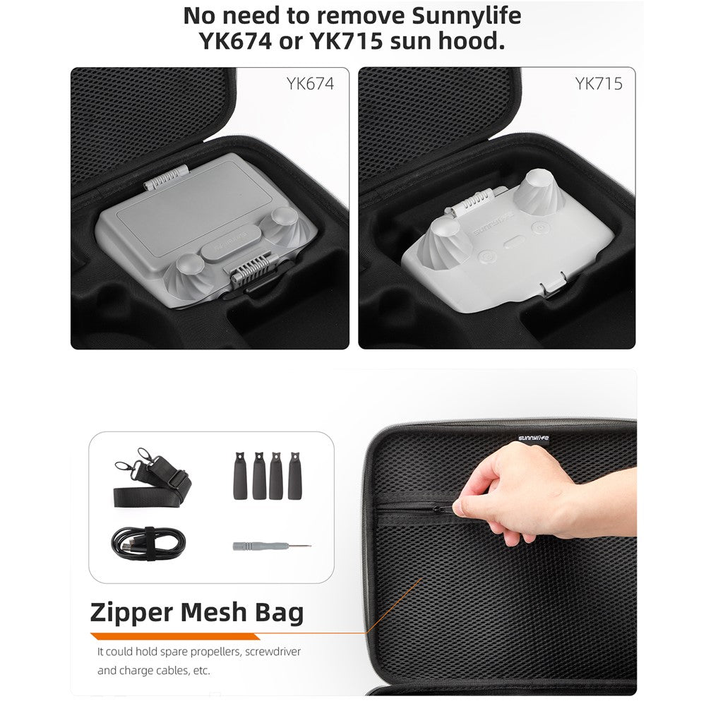 SUNNYLIFE FP-B959 For DJI Flip Drone Carrying Case 5 Batteries Storage Bag with Shoulder Strap
