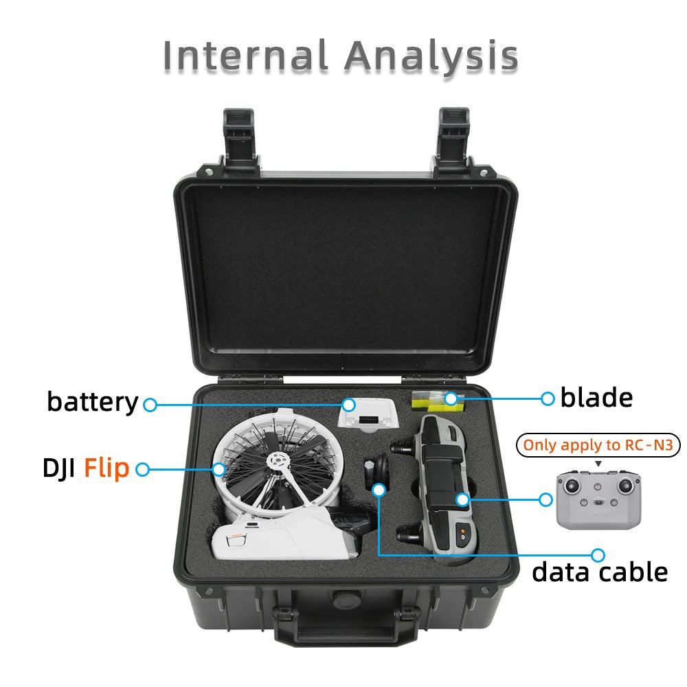 For DJI Flip Carrying Case Portable RC Drone + RC-N3 Controller + Battery Shockproof Storage Box