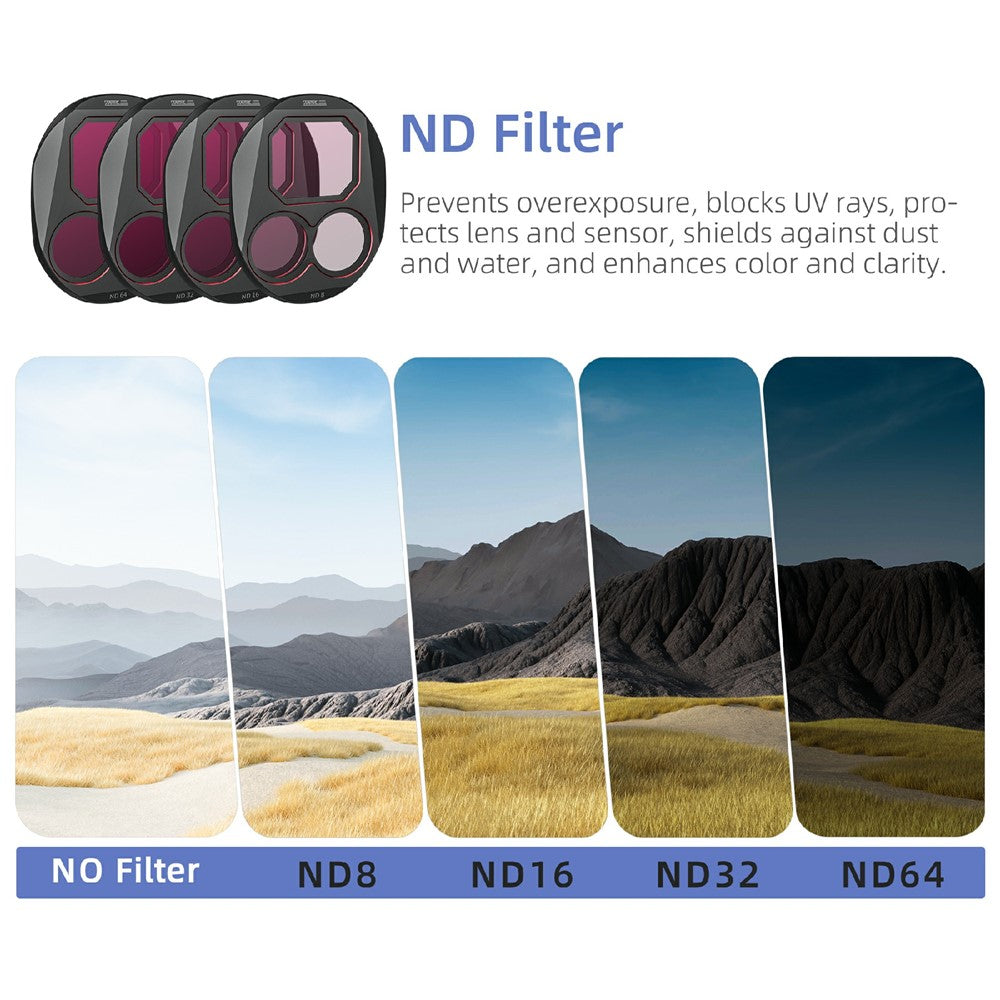 STARTRC 12020053 For DJI Mavic 4 Pro ND Filter Set ND8 / ND16 / ND32 / ND64 Optical Glass Lens Filters