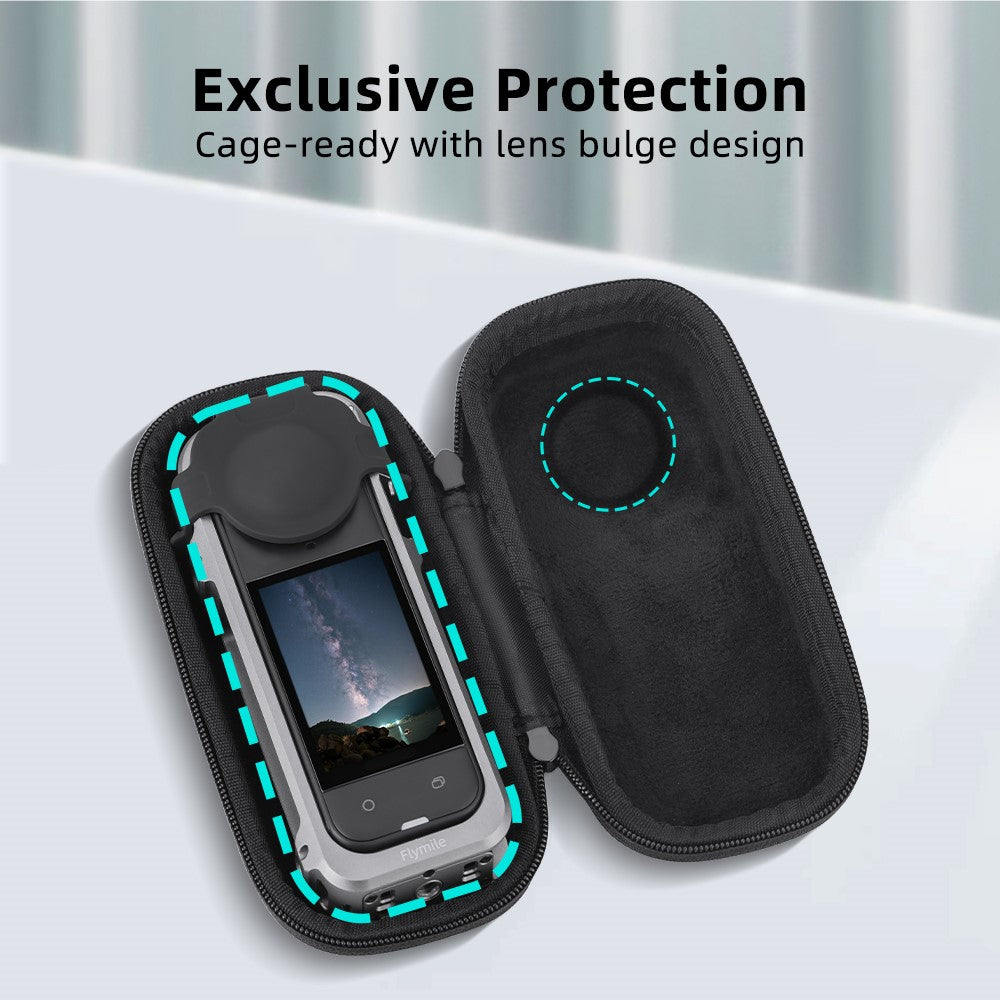 FLYMILE For Insta360 X5 Camera PU Storage Bag Protective Case with Carabiner