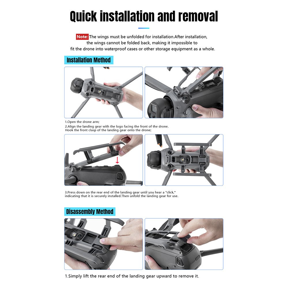 STARTRC 12020018 For DJI Mavic 4 Pro Landing Gear Sled Style Foldable Heightening Stand