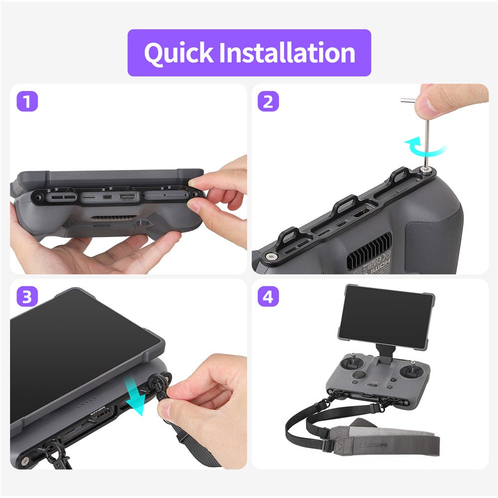 SUNNYLIFE For DJI RC Pro 2 Aluminum Alloy 3 Holes Buckle + Adjustable PU Leather Strap