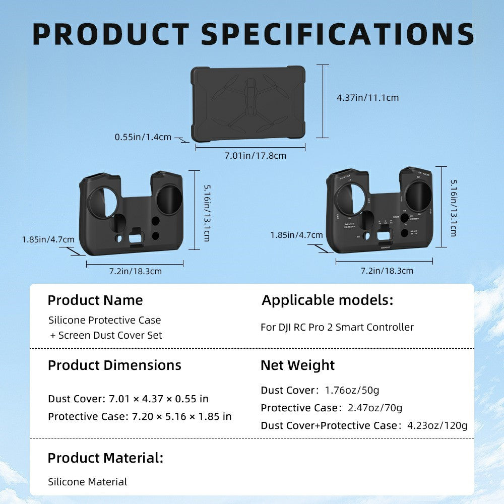 For DJI RC Pro 2 Remote Controller Silicone Case Protective Cover Dust Resistant / Scratch Resistant