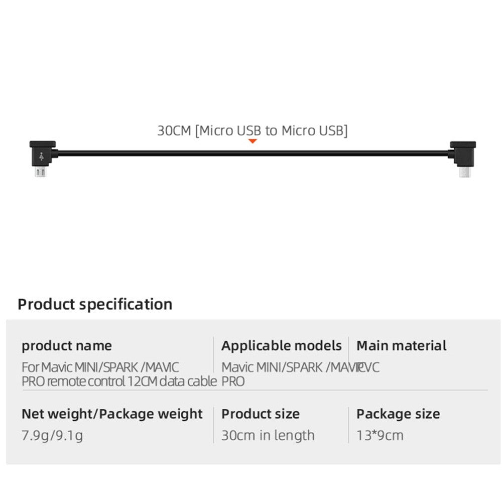 EWB8426 30cm Remote Controller Data Cable for DJI Mavic Mini/Spark/Mavic Pro/Mavic Air