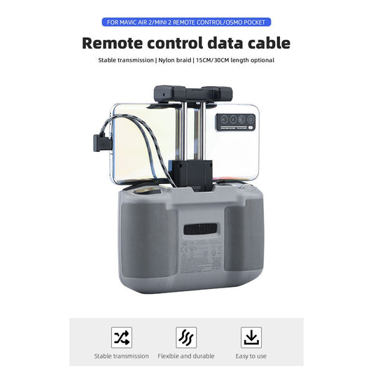 EWB8464 30cm Remote Control Data Connected Cable Cord for DJI Mavic Air 2/Mini 2/Pocket 2/Osmo Pocket
