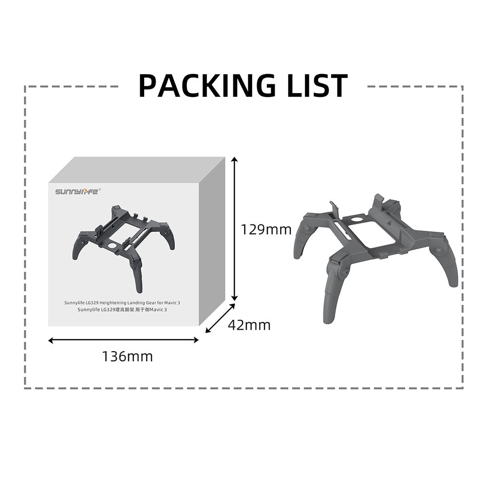 SUNNYLIFE LG329 Heightened Extender Landing Gear Landing Legs Protector Stand for DJI Mavic 3 Drone
