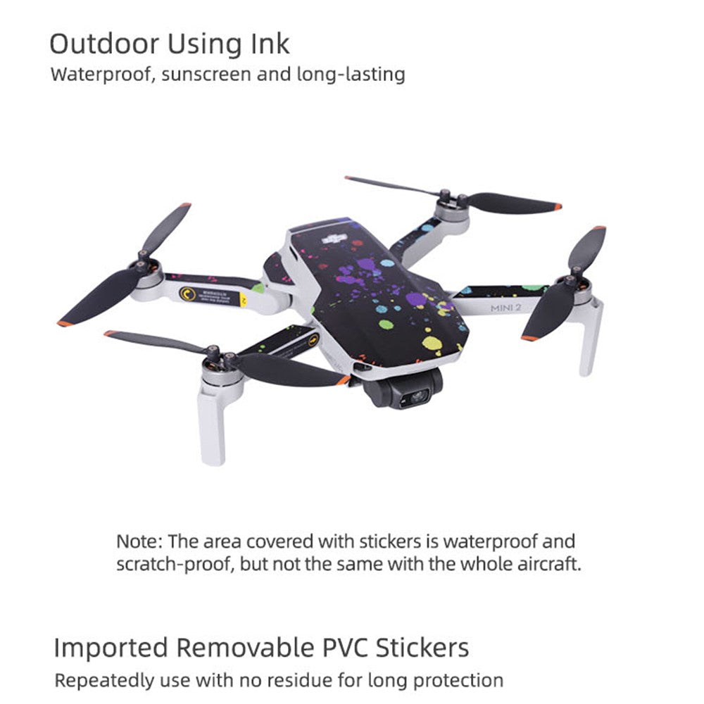 SUNNYLIFE TZ452 Scratch-resistant Stickers Set Drone Decals Pattern Printing Waterproof Stickers for DJI Mini 2