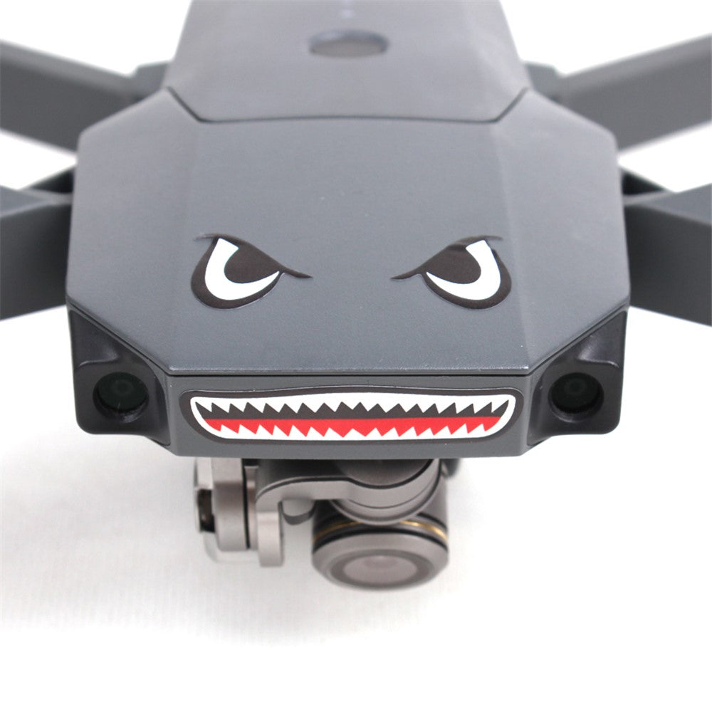 SUNNYLIFE TZ402 Scratch-resistant Stickers Set Drone Decals Shark Expression Embossed Effect Stickers for DJI Mavic 3/Mini SE/Air 2S/Mini 2/Mavic 2/Mavic Pro/Mavic Air/Mavic Air 2/Spark