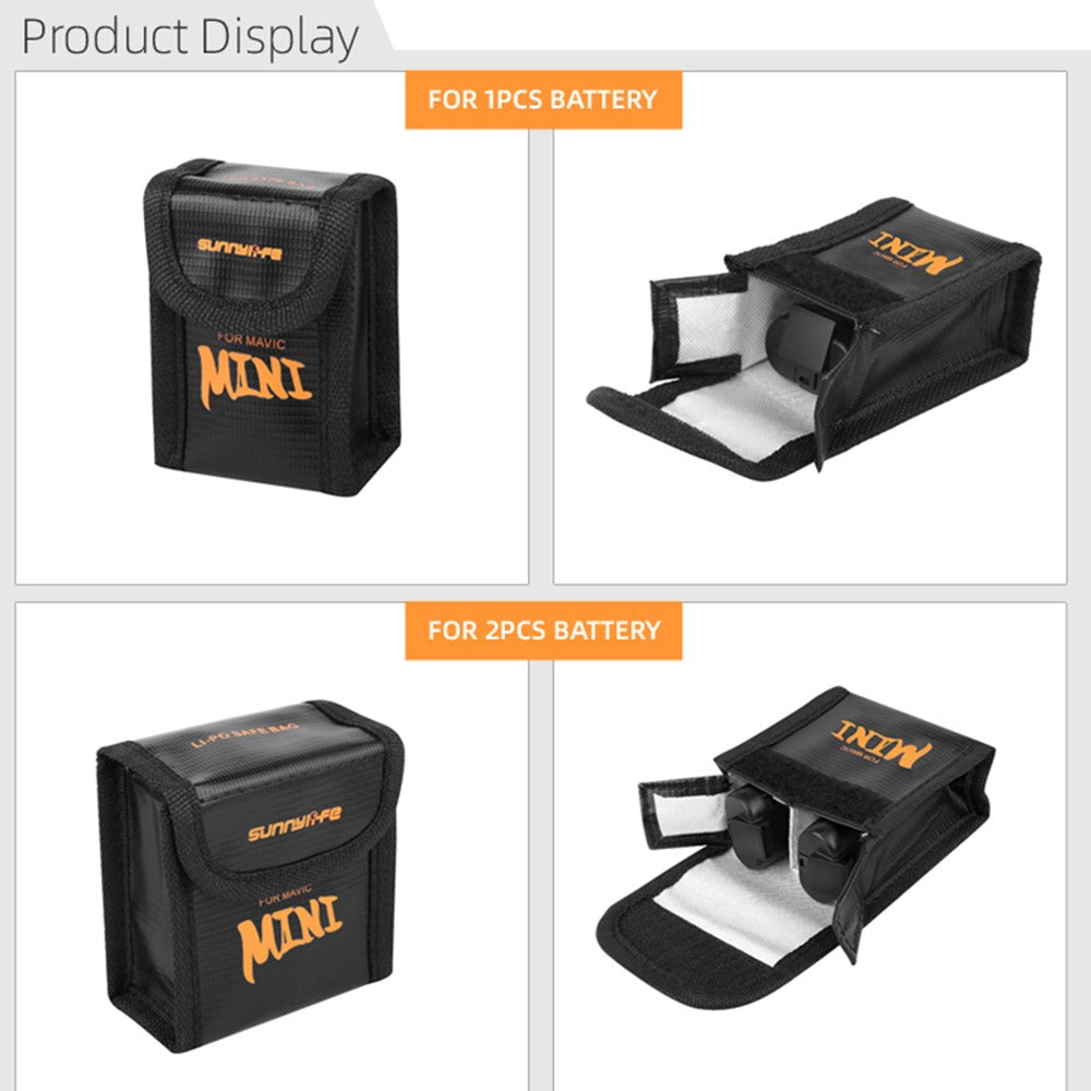 SUNNYLIFE DC296 Scratch-resistant Explosion-Proof Battery Safe Bag Fireproof Batteries Protector Storage Case for DJI Mini SE/2/Mavic Mini (3Pcs Batteries Version)