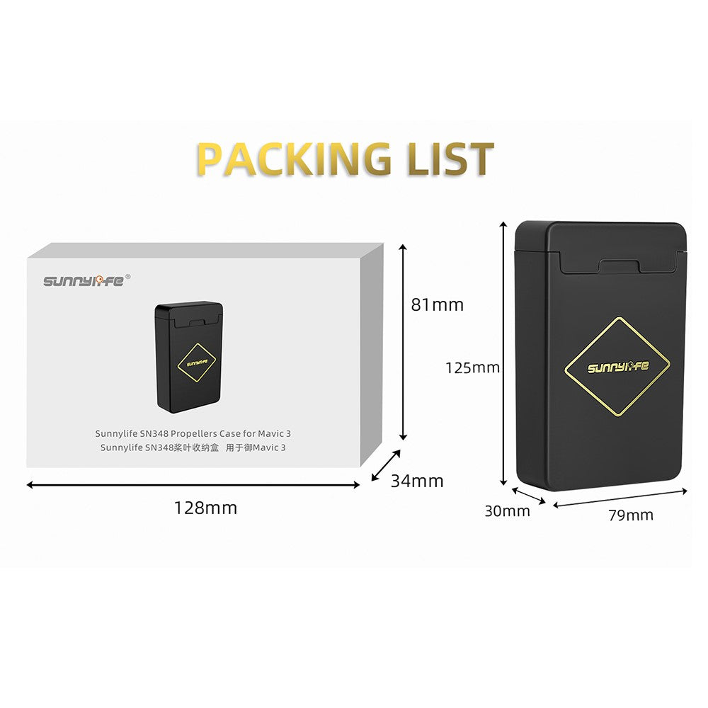 SUNNYLIFE M3-SN348 For DJI Mavic 3 RC Drone Blades Propellers Storage Case Shockproof Plastic Box