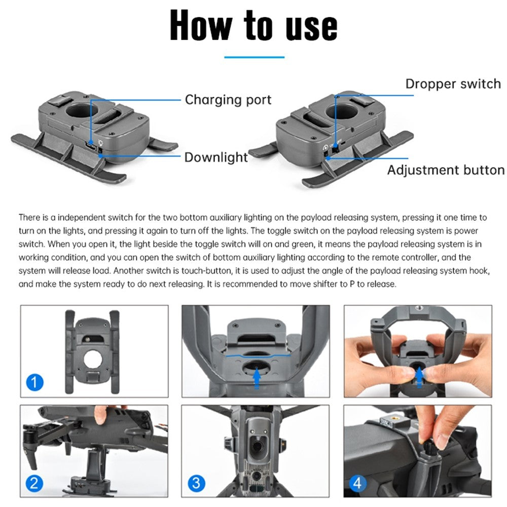 STARTRC 1110461 Airdrop Device for DJI Mavic 3 Delivery System Multifunctional Thrower Kit with Expansion Bracket/Fishing Line