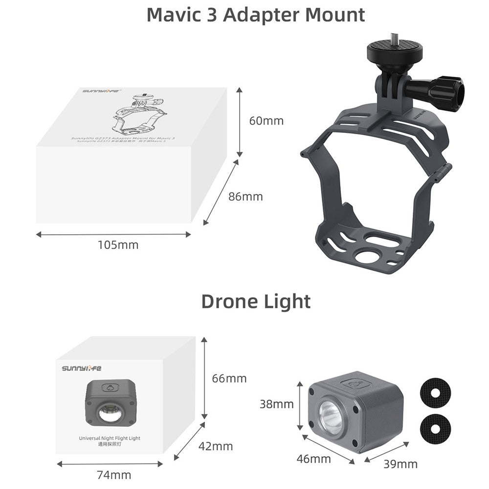SUNNYLIFE M3-GZ374 Multifunctional Adapter Mount Kit with Searchlight and Bracket for DJI Mavic 3 RC Drone Replacement Part