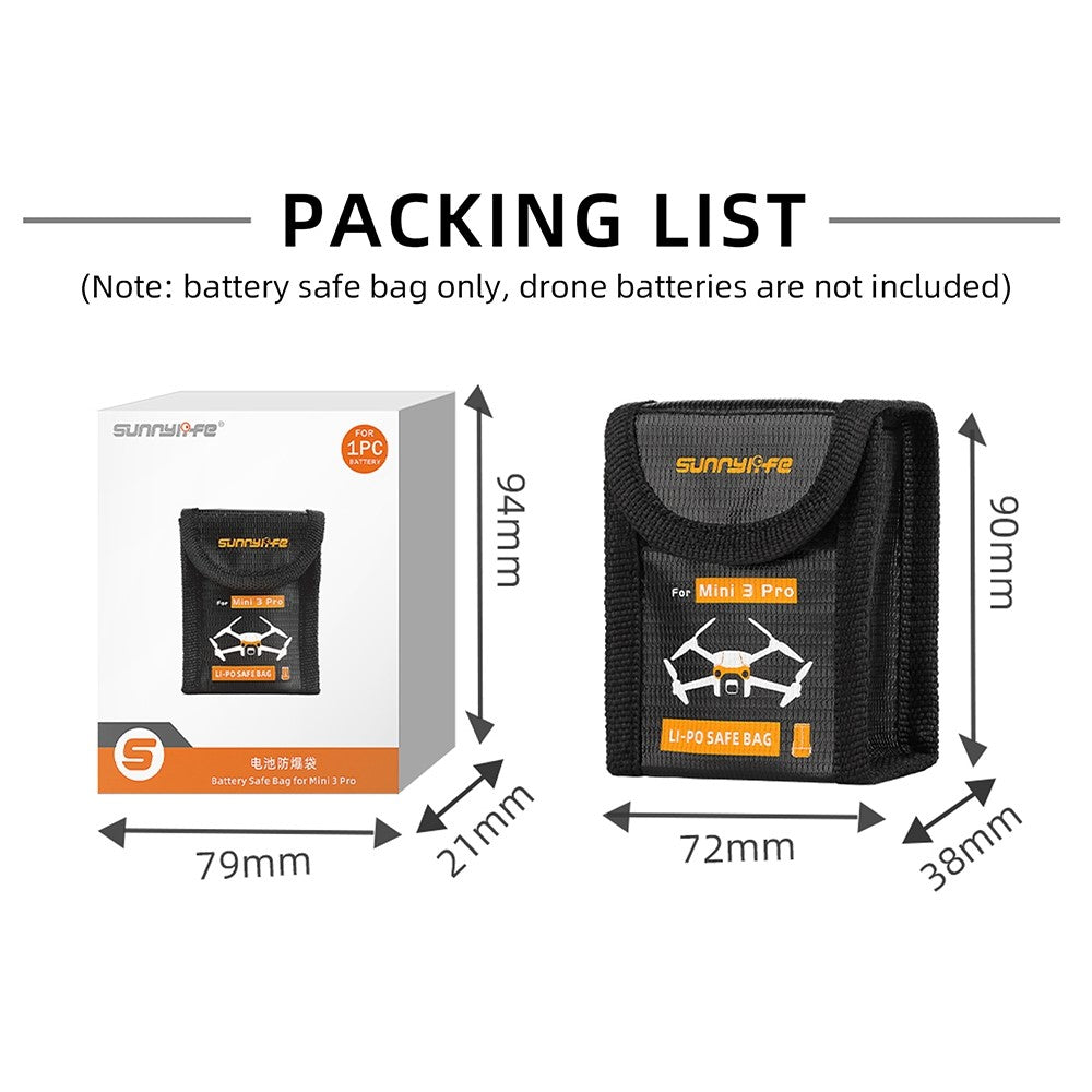 SUNNYLIFE MM3-DC384 for DJI Mini 3 Pro 1 Battery Capacity Battery Storage Explosion-Proof Bag Battery Safe Bag