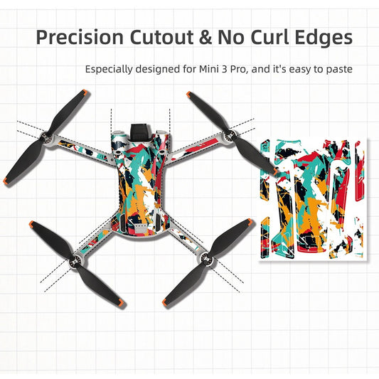 SUNNYLIFE MM3-TZ396 For DJI Mini 3 Pro Drone + for DJI RC Remote Control Stickers Set Anti-scratch Decorative Stickers Decals