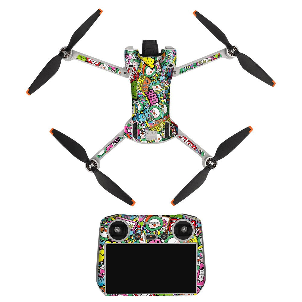 SUNNYLIFE MM3-TZ396 For DJI Mini 3 Pro Drone + for DJI RC Remote Control Stickers Set Anti-scratch Decorative Stickers Decals