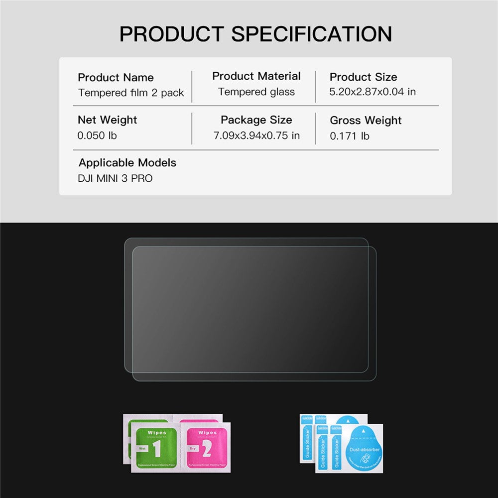 RCSTQ 1354100 2Pcs for DJI Mini 3 Pro Remote Controller 9H Tempered Glass Screen Protector Anti-scratch Protective Film