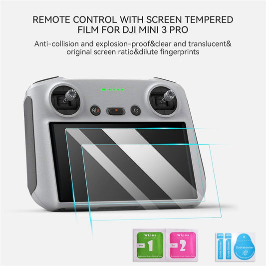 RCSTQ 1354100 2Pcs for DJI Mini 3 Pro Remote Controller 9H Tempered Glass Screen Protector Anti-scratch Protective Film