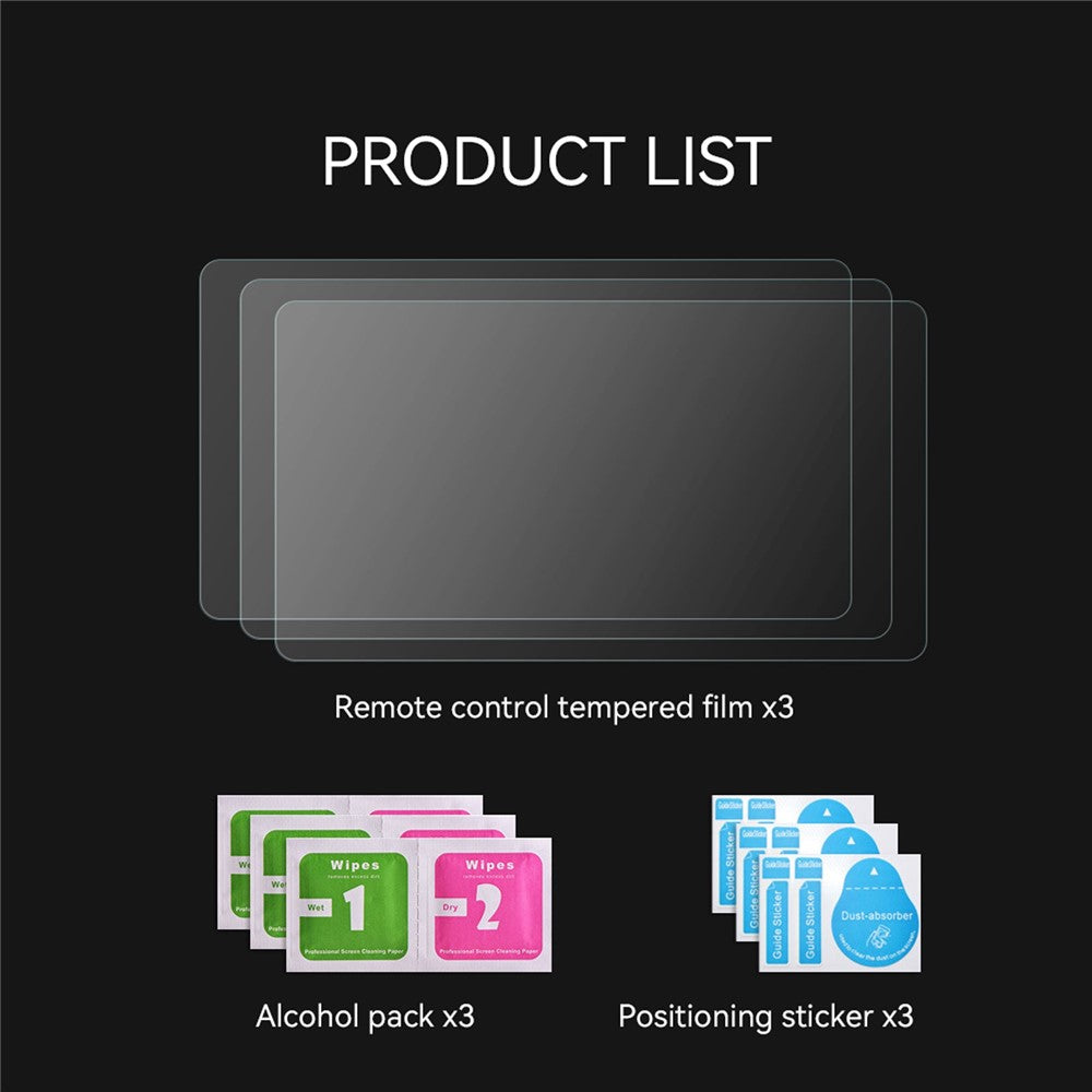 RCSTQ 1354100 3Pcs for DJI Mini 3 Pro Remote Controller Tempered Glass Screen Protector 9H Anti-scratch Anti-impact Film