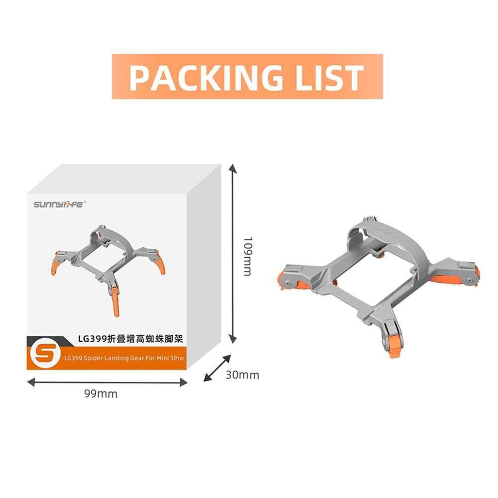 SUNNYLIFE MM3-LG399 For DJI Mini 3 Pro Drone Foldable Landing Gear Anti-fall Heighten Landing Stand