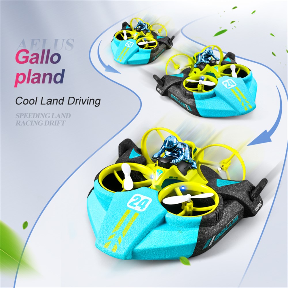 V24 Four-axis RC Aircraft Three-in-one Sea Land and Air RC Boat 360-degree Tumbling Remote Control Educational Toys with Two Batteries