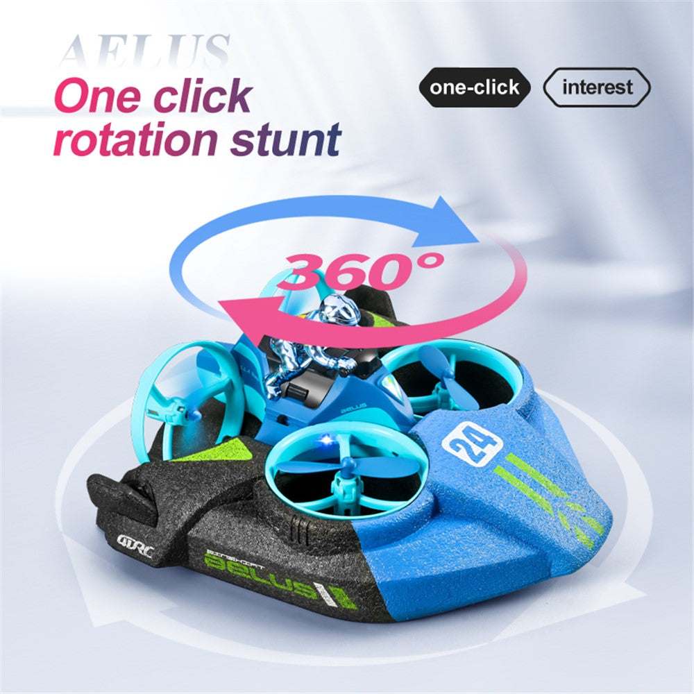 V24 Four-axis RC Aircraft Three-in-one Sea Land and Air RC Boat 360-degree Tumbling Remote Control Educational Toys with Two Batteries