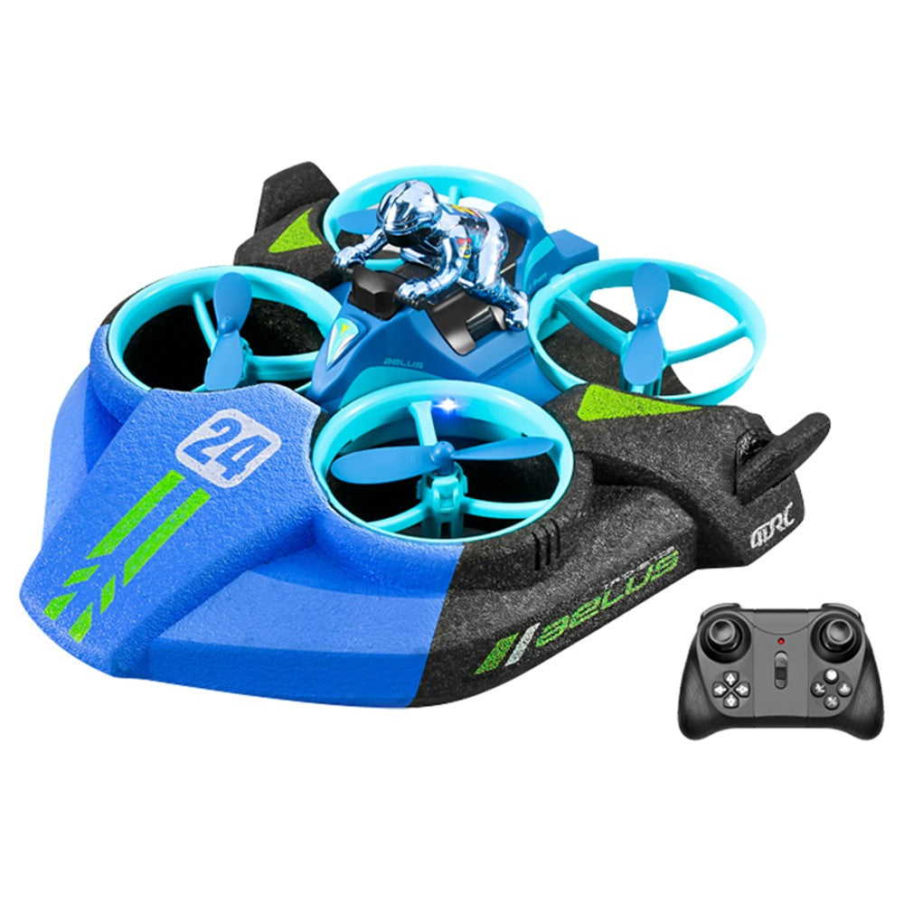 V24 Four-axis RC Aircraft Three-in-one Sea Land and Air RC Boat 360-degree Tumbling Remote Control Educational Toys with Two Batteries