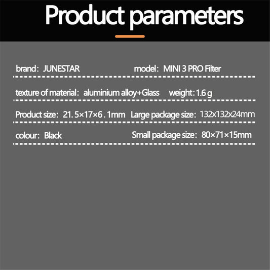 JUNESTAR JSR-1663-05 Anti-scratch Camera Lens Filter for DJI Mini 3 Pro ND Filter with Aluminum Alloy Frame, ND32