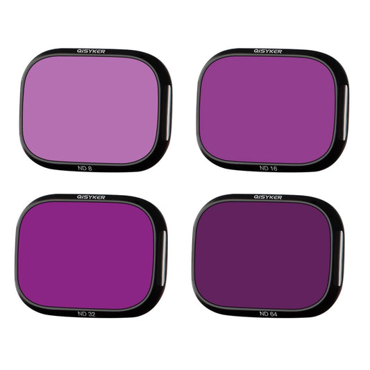 QISYKER DAMI3FAL 4Pcs/Set for DJI Mini 3 Pro ND8+ND16+ND32+ND64 Filters Aluminum Alloy Frame+Optical Glass Camera Lens Filters