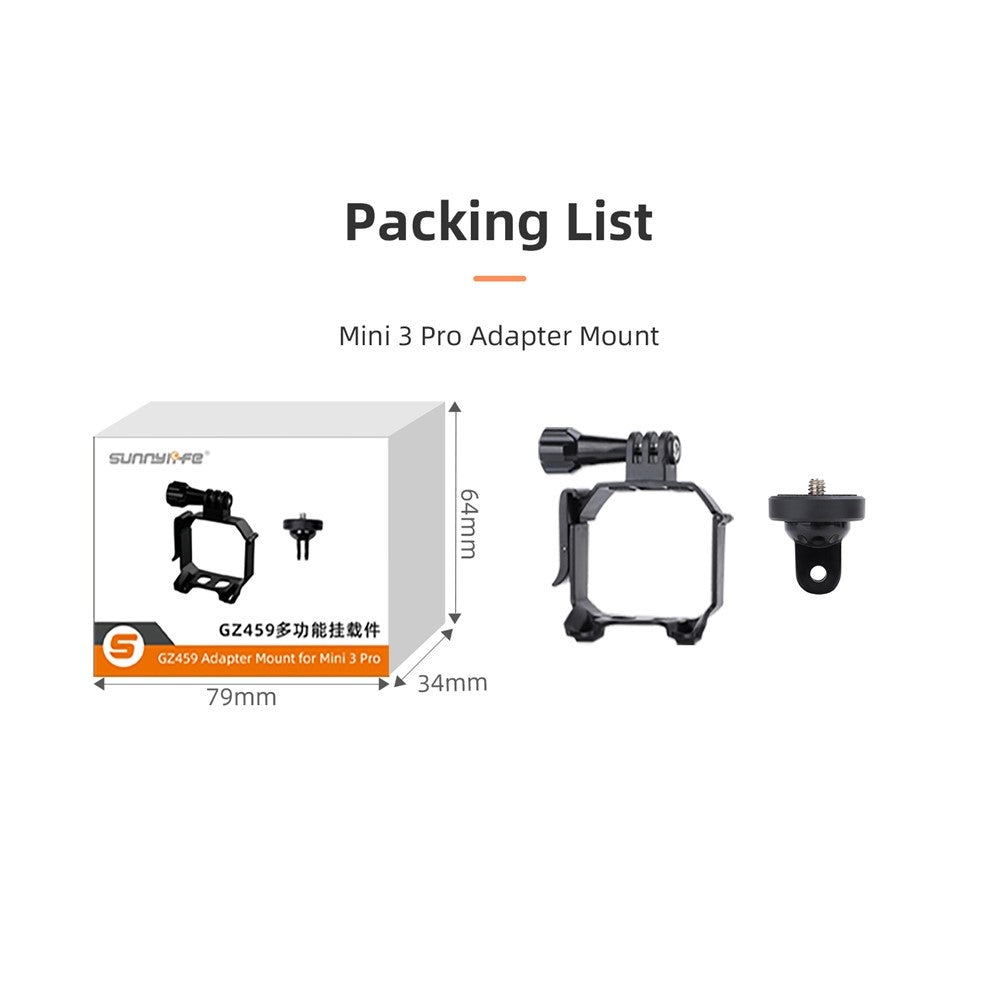 SUNNYLIFE MM3-GZ459 for DJI Mini 3 Pro Top Expansion Bracket 1 / 4 Screw Action Camera Mount Adapter