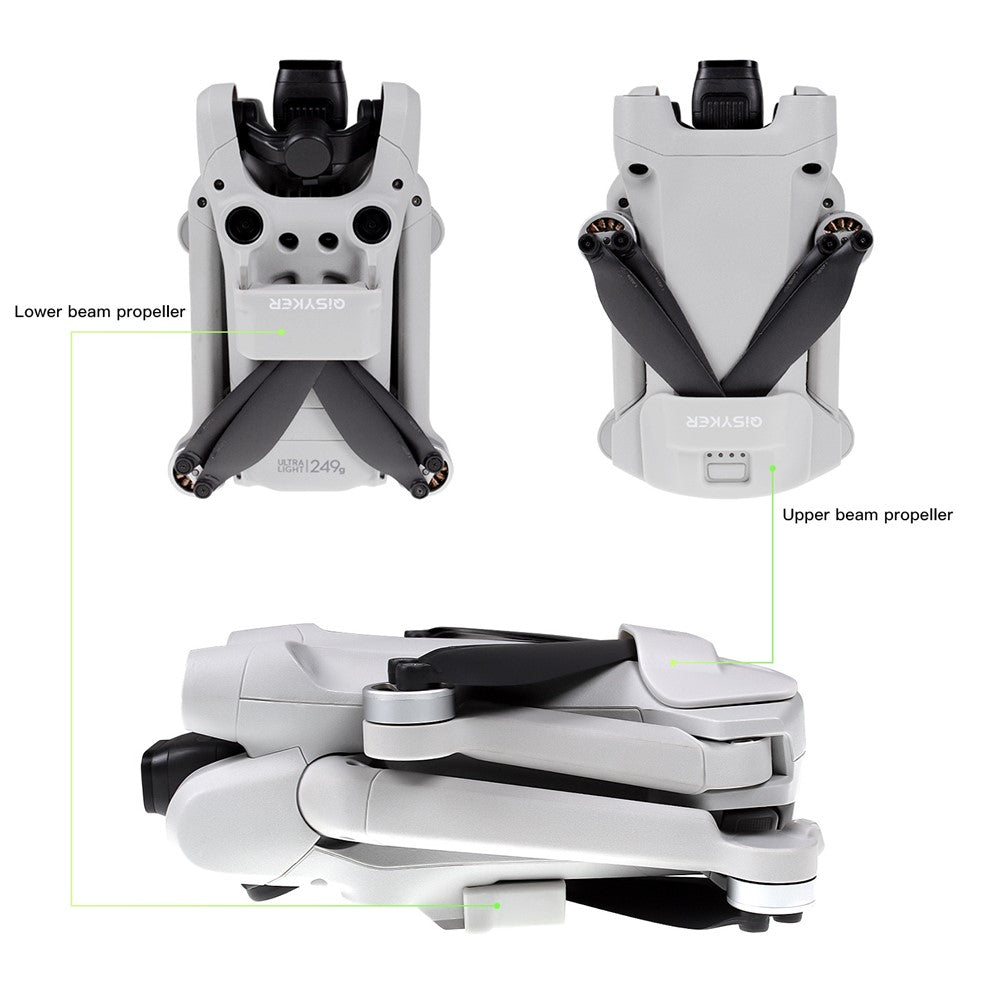 QISYKER MIN30707 for DJI Mini 3 Pro Simple Design Drone Upper + Lower Propeller Fixing Holder Stabilizer Set