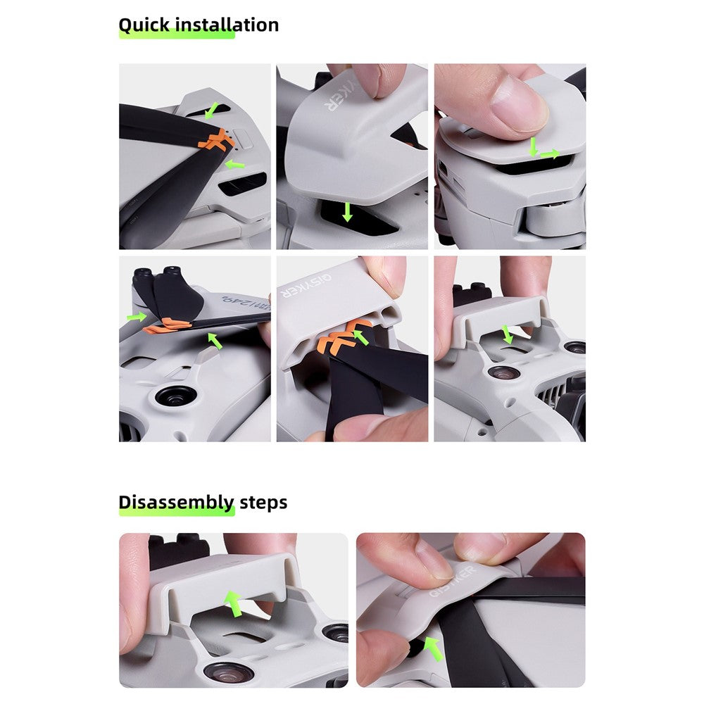 QISYKER MIN30707 for DJI Mini 3 Pro Simple Design Drone Upper + Lower Propeller Fixing Holder Stabilizer Set
