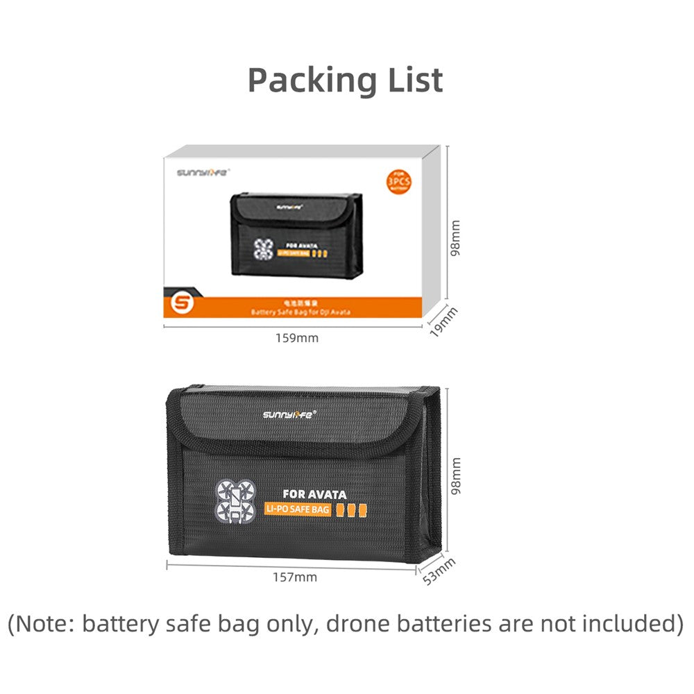 SUNNYLIFE AT-DC479 For DJI Avata 3-Battery Safe Bag Explosion-proof Heat Resistant Lithium Battery Storage Pouch