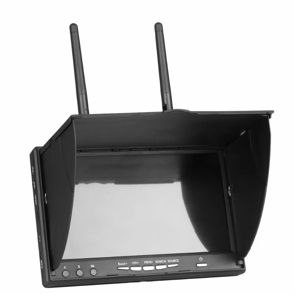 LS-5802D FPV Monitor 5.8Ghz 40 Channels 7-Inch Screen Receiver Monitor with Sunshade Hood and Dual Antenna for FPV RC Drone Quadcopter
