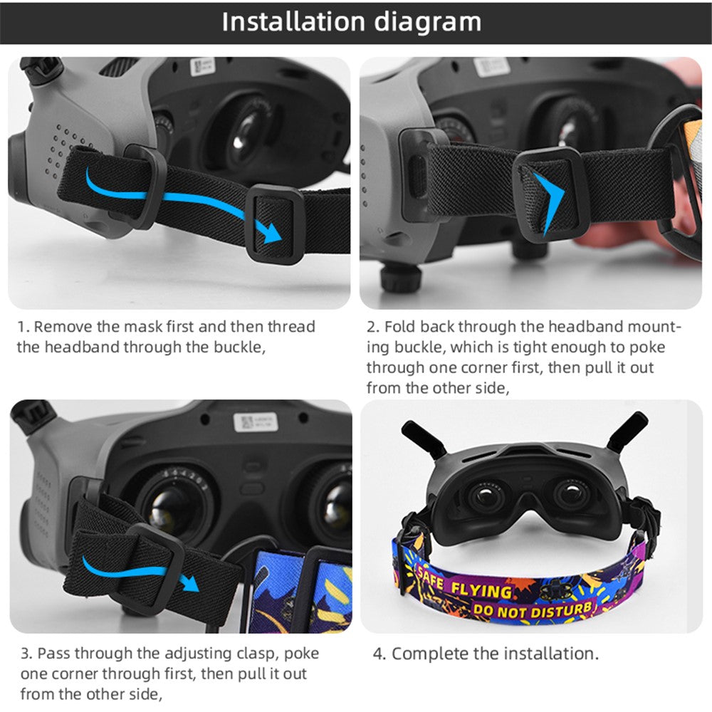 BRDRC DJI-9478 Compatible with DJI Goggles 2 / V2 Colored Headband Flying Glasses Nylon Fixed Strap