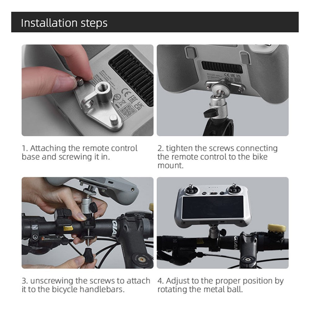 BRDRC DJI-9522 Riding Mount Bracket for DJI Mini 3 Pro RC Remote Control 1 / 4 Adapter