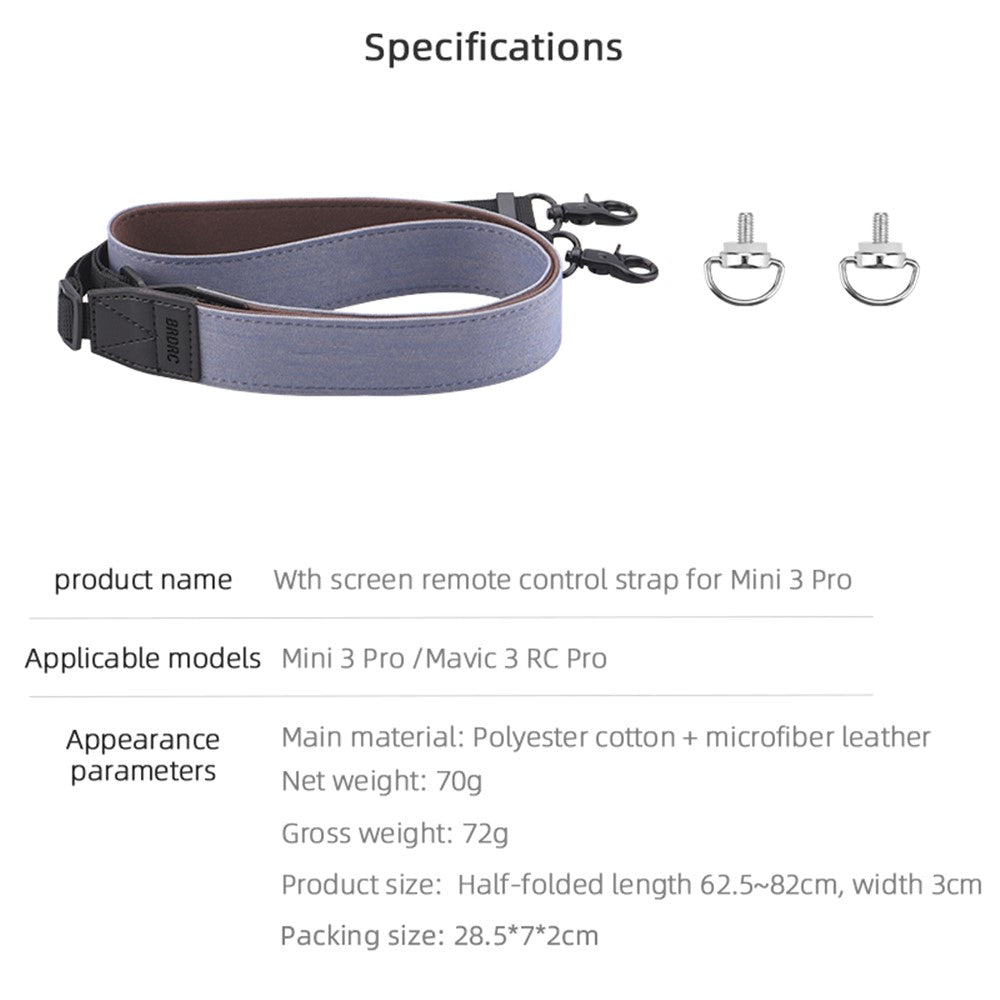 BRDRC DJI-9387 For DJI Mini 3 Pro / Mavic 3 RC Pro RC Remote Controller with Screen Lanyard Neck Strap Safety Hanging Sling RC Accessories
