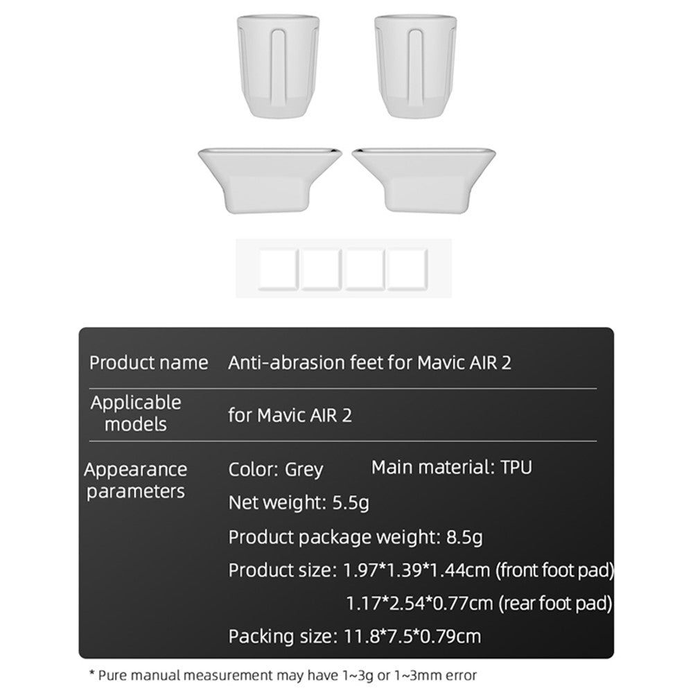 BRDRC DJI-9375 2 Pairs Landing Gear Feet Protector for DJI Mavic Air 2, Legs Protection Cover Anti-abrasion Front Rear Feet Protector Guard