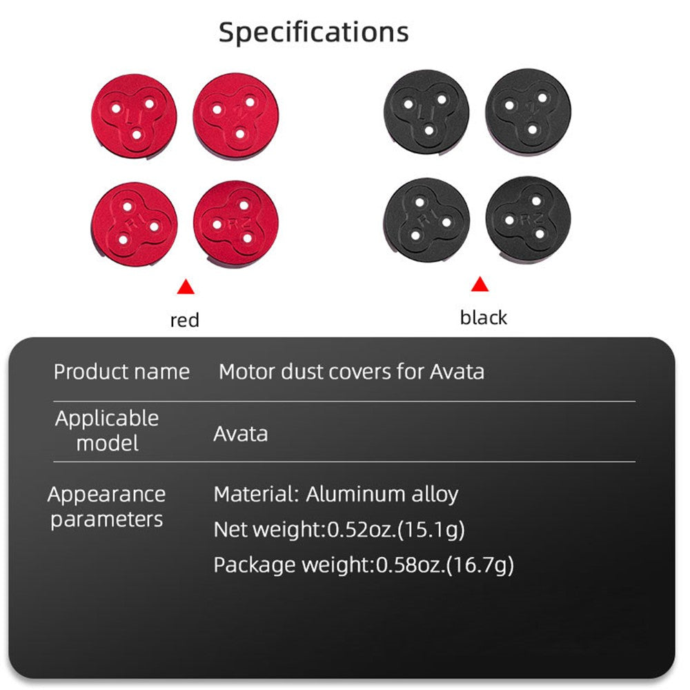 BRDRC-9637 4Pcs Aluminum Alloy Motor Cap for DJI Avata Drone, Dust-proof Moisture-proof Motor Protection Cover Guard