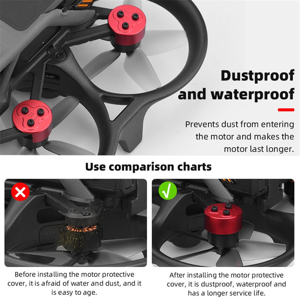 BRDRC-9637 4Pcs Aluminum Alloy Motor Cap for DJI Avata Drone, Dust-proof Moisture-proof Motor Protection Cover Guard
