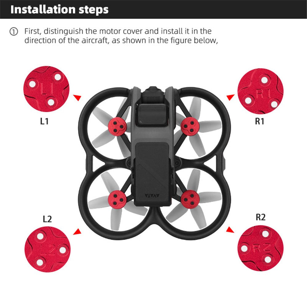 BRDRC-9637 4Pcs Aluminum Alloy Motor Cap for DJI Avata Drone, Dust-proof Moisture-proof Motor Protection Cover Guard