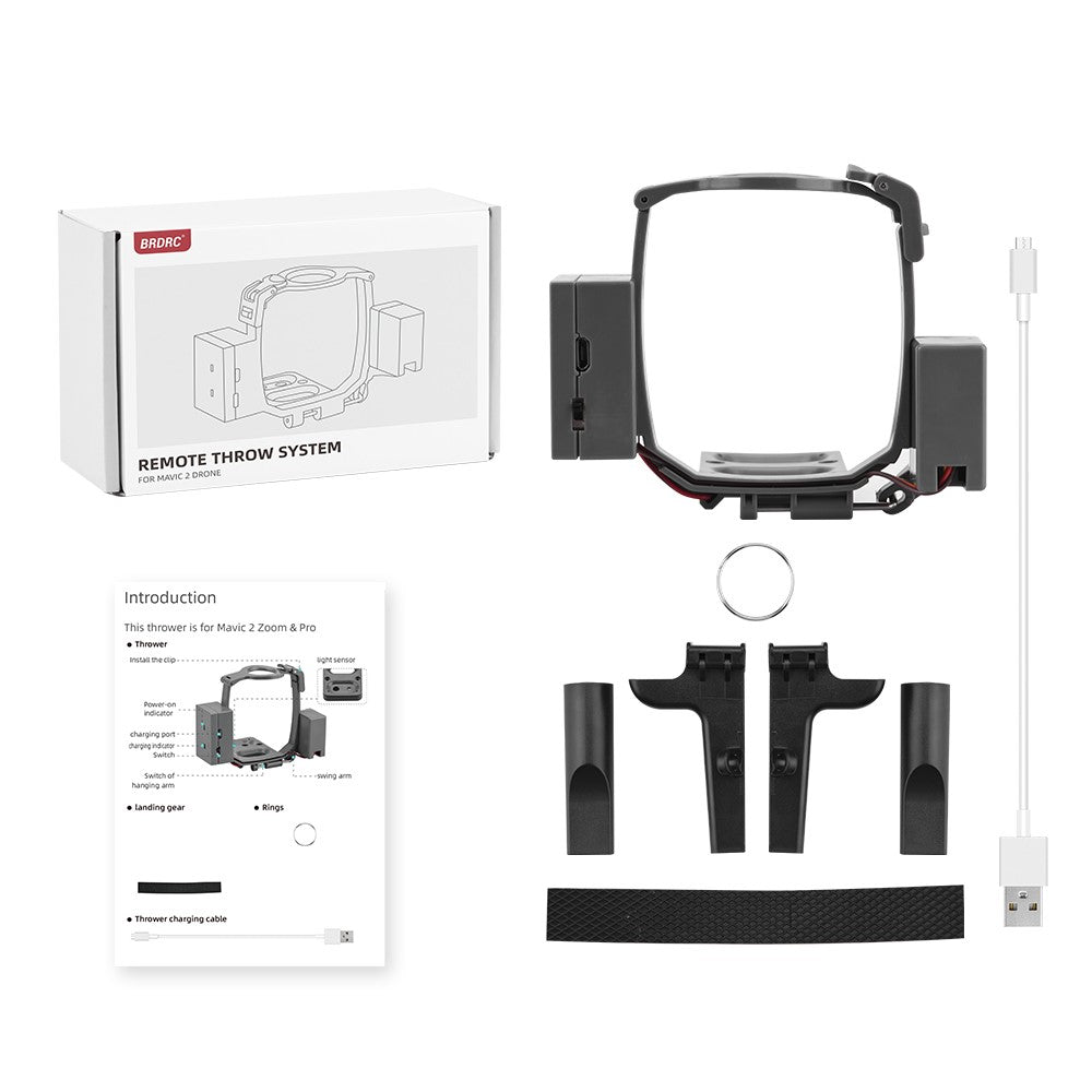 BRDRC DJI-9377 Remote Thrower System for DJI Mavic 2 Zoom / 2 Pro Landing Gear Set Airdrop Delivery Device RC Drone Accessories