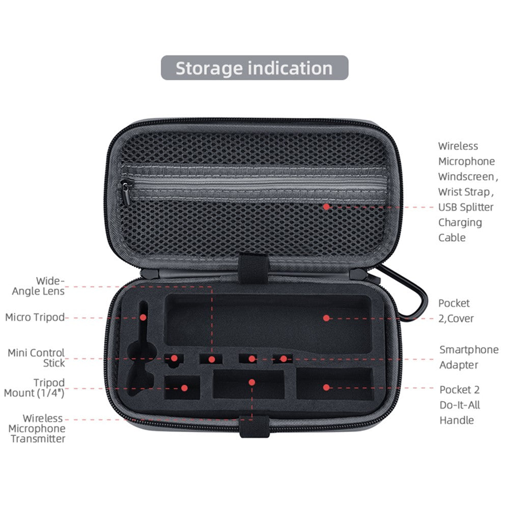 BRDRC DJI-8183 For DJI Pocket 2 Carrying Case Travel Storage Bag Shockproof Protective Cover with Carabiner