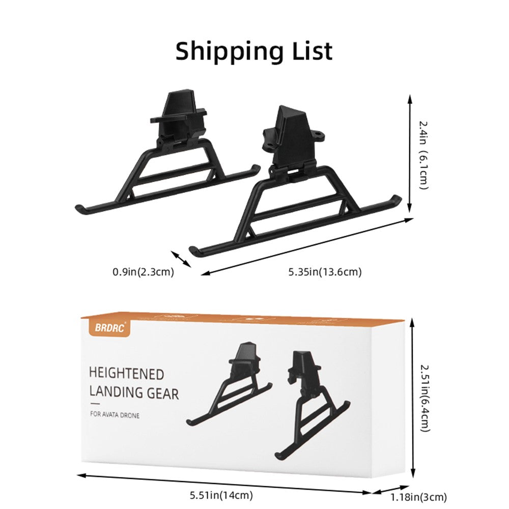 BRDRC 1 Set For DJI Avata Foldable Landing Gear ABS Heightened Extender Leg Support Protector Drone Accessory