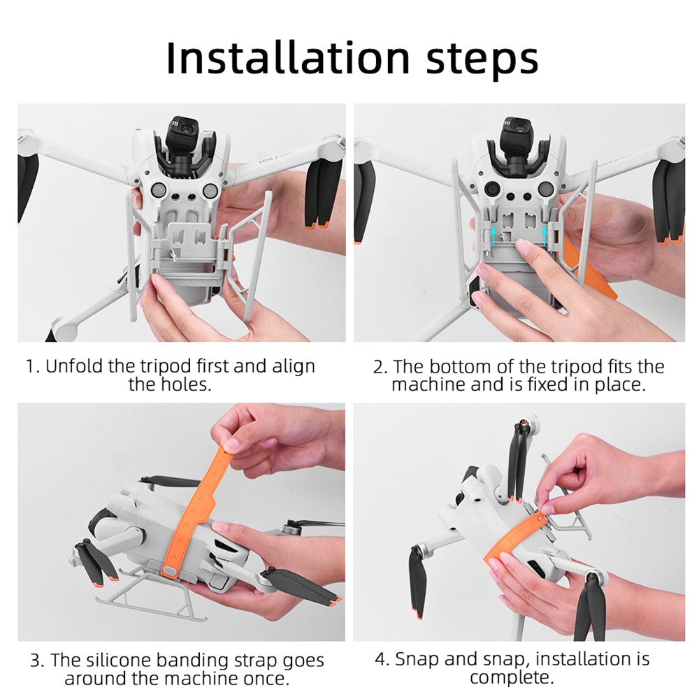 BRDRC For DJI Mini 3 / Mini 3 Pro Foldable Landing Gear ABS Height Extender with Silicone Strap