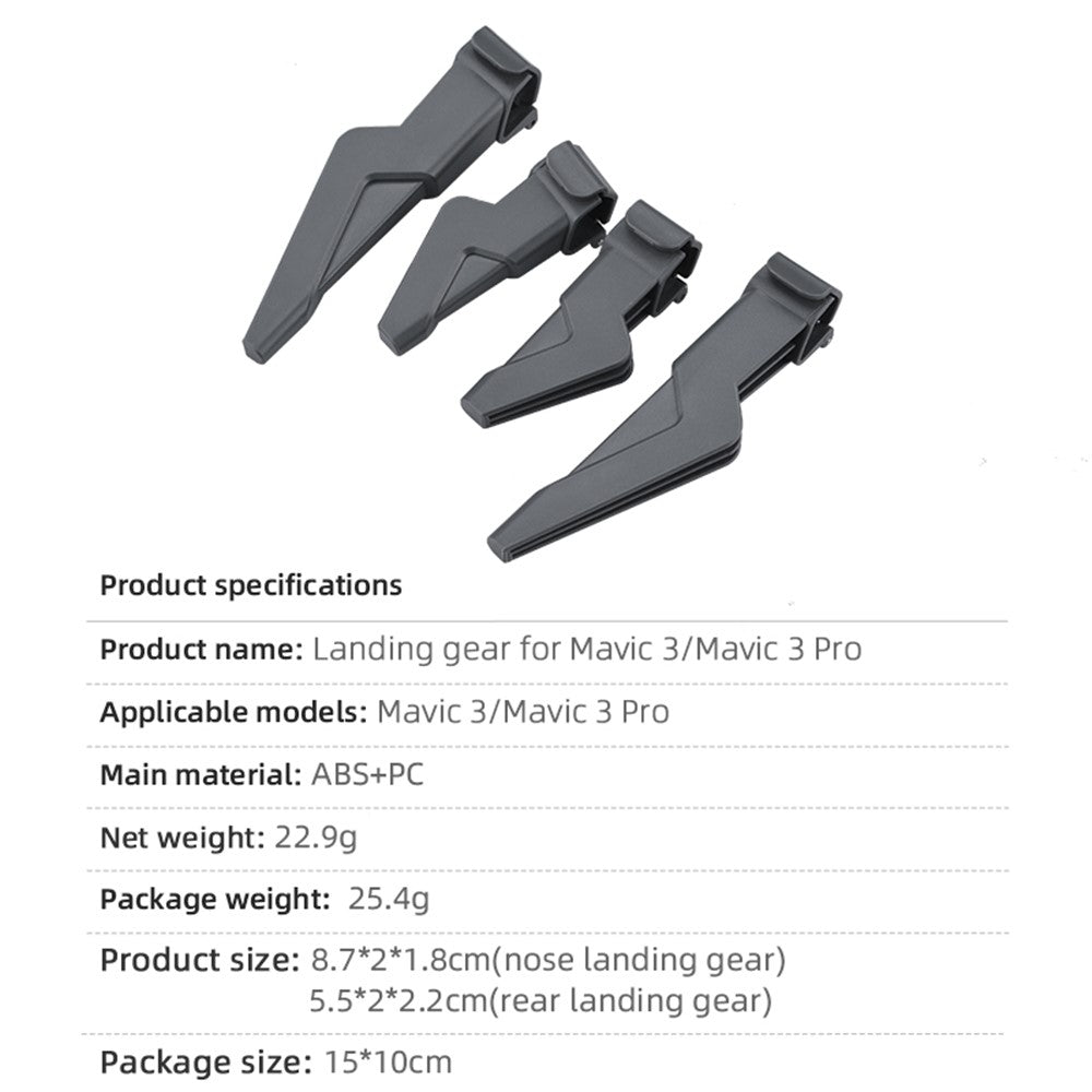 BRDRC 1 Set Landing Gear for DJI Mavic 3 / Mavic 3 Pro , Height Extender ABS+PC Front Rear Leg Drone Accessory