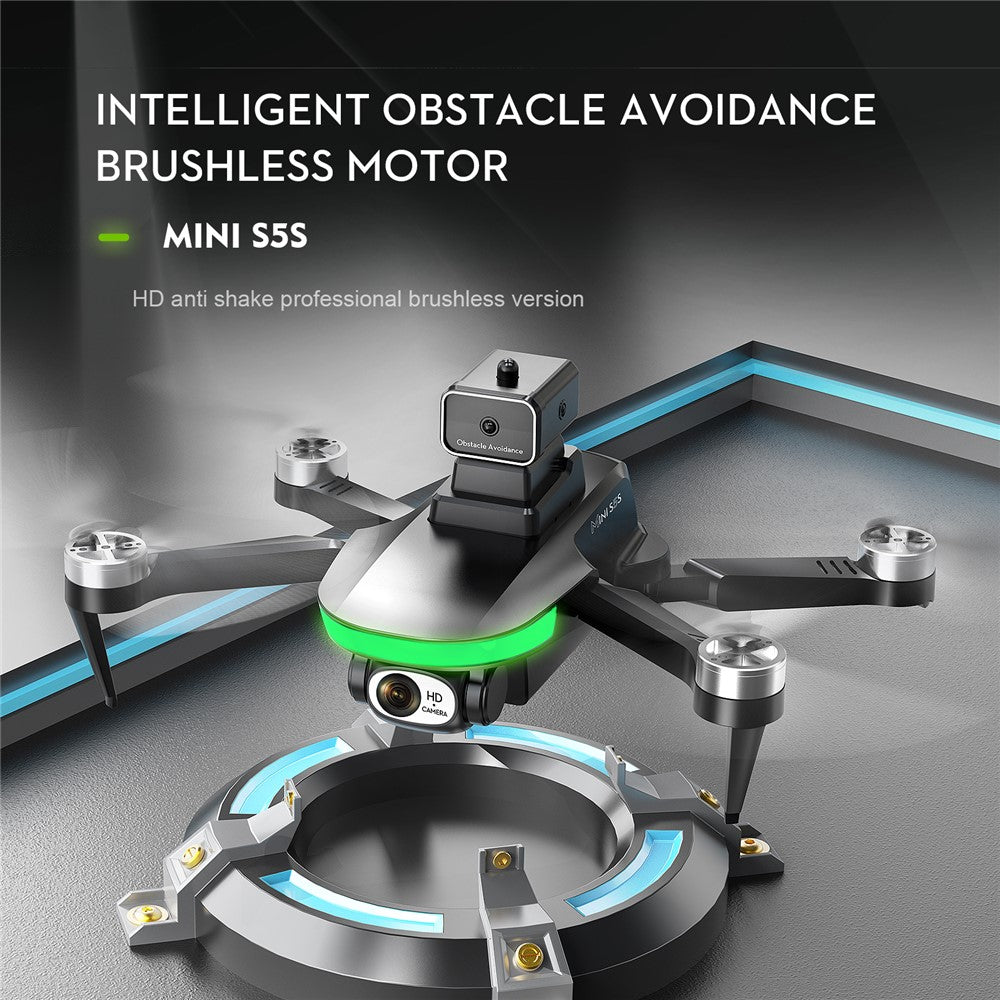 LSRC S5S Mini Drone 4K (480P) Dual HD Camera Obstacle Avoidance Brushless Folding Quadcopter RC Plane