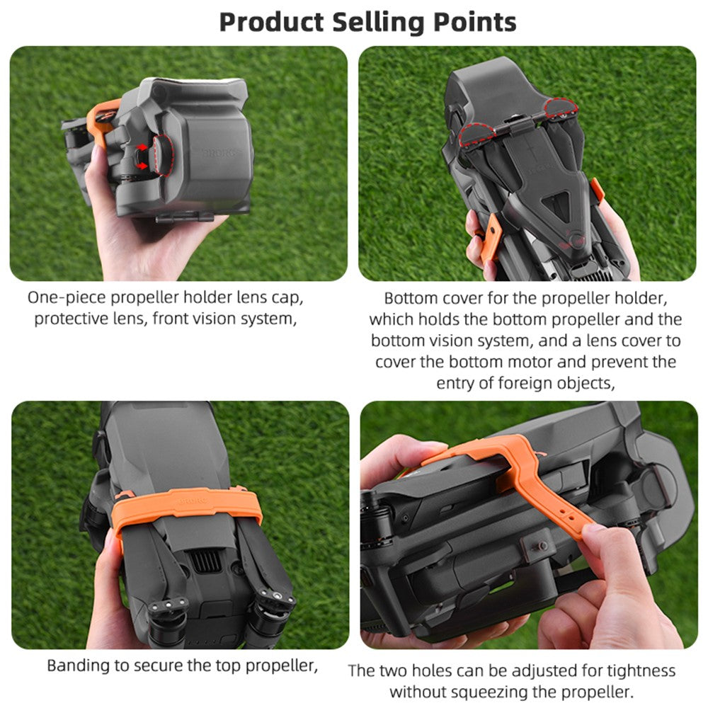 BRDRC For DJI Mavic 3 Pro Drone Propeller Fixing Holder Gimbal Lens Protector ABS+Silicone Propeller Fixer